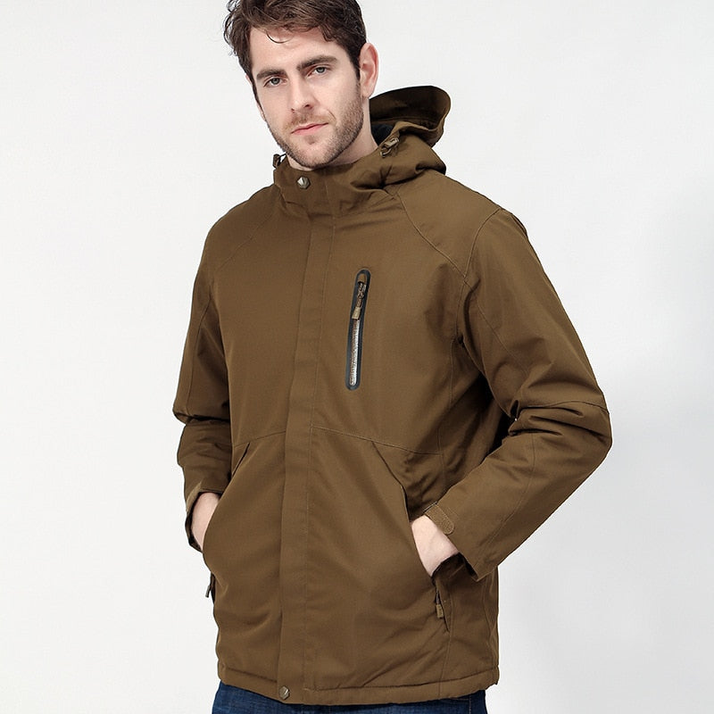 DEFROST - Heated Jacket in brown worn by a man