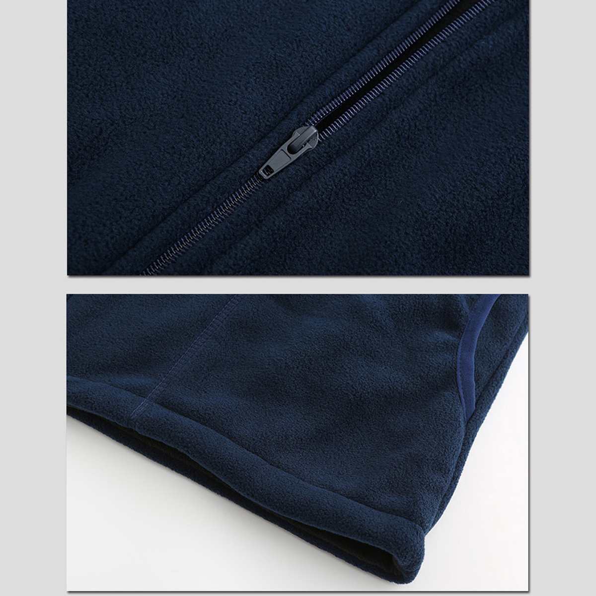 GLACIER Jacket - Heated fleece in blue with details of zipper and pocket